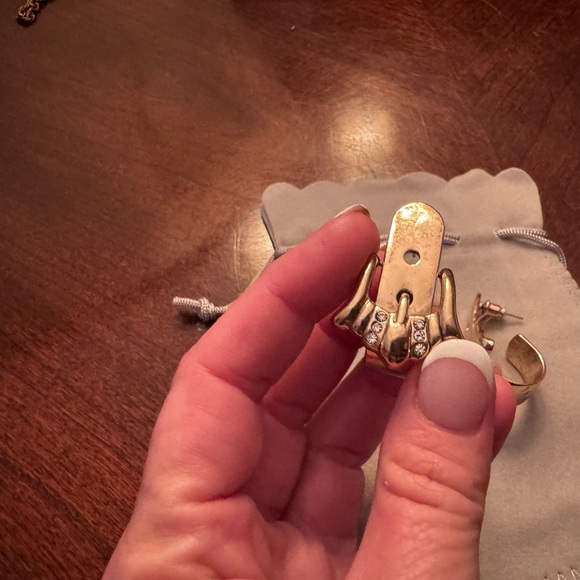 Anthropologie Gold Tone Earrings with Rhinestones - Picture 5 of 7